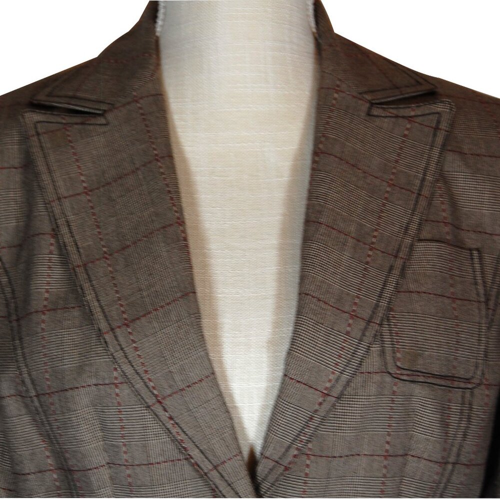 DKNY City Womens Plaid Long Sleeve Blazer Jacket Size 8